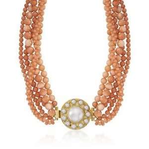  Coral Multi Strand Bead Necklace In Vermeil Jewelry