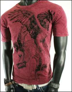 NEW MENS LEVIS BURGUNDY WASHED WINGS CASUAL T SHIRT  