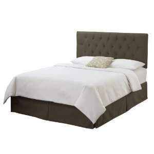   Furniture Tufted Skirted Bed in Velvet Pewter   King