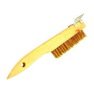  Brass Wire Brush w/Steel Scraper  Hardwood Handle