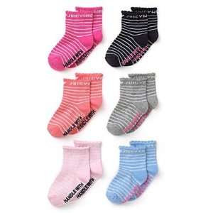   Girl Set of 6 Stripe Socks Day of the Week, Size 12   24 Months: Baby