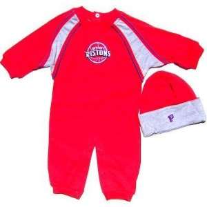 NEWBORN Baby Infant Detroit Pistons Coverall Beanie Hat Cap:  