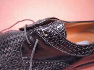 Vintage MEZLAN Salinas Woven Leather Crocodile CapToe Shoes US 9.5 M 