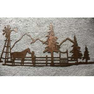  Country Horse Scene Metal Wall Art: Home & Kitchen
