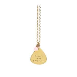   Dogeared the World Is My Playground Mantra Necklace Pink Jade Jewelry