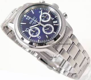 SEIKO CHRONOGRAPH DATE BLUE FACE STAINLESS STEEL BAND 100m SSB005P1 