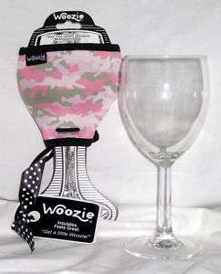 Woozie Wine Glass Coozie Koozie Pink Camouflage Print  