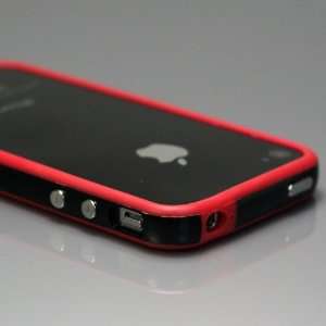 : Red / Black Bumper Case for Apple iPhone 4 [Total 60 Colors] +Free 
