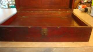   Box~Old Red paint~ Hidden Compartment Document Or Deed Box  