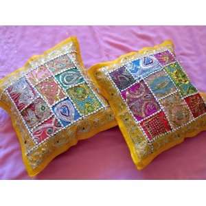   SARI INDIA COUCH THROW DECORATIVE CUSHION COVERS: Home & Kitchen