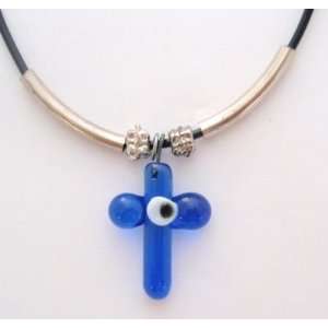  Glass Cross Evil Eye Necklace 