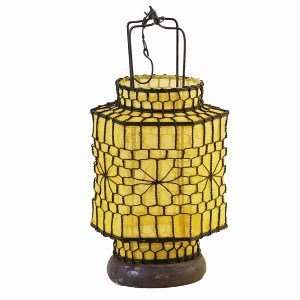  Yellow Lantern   Single w/ Wood Base