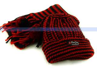 Xmas Gift Ladies Knit Beanie/Cap/Skull Hat/Scarf Set  