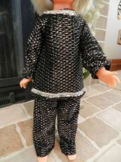 Ideal Crissy Doll Sparkly Silver and Black Top and Pants   Velvet Size 