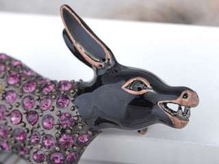 Amethyst Purple Crystal Rhinestone Donkey Black Enamel Animal Cute Pin 