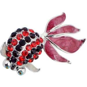  Austrian Crystal Red Goldfish Jewel Pin Brooch Jewelry