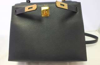 Authentic Hermes Kelly 28 cm Navy Fjord Gold Hardware Vintage Very 