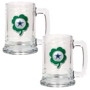  NFL Dallas Cowboys St. Patricks Day 2pc Glass Tankard Set 