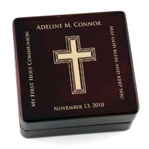 Personalized Contemporary First Communion Wooden Rosary Box  