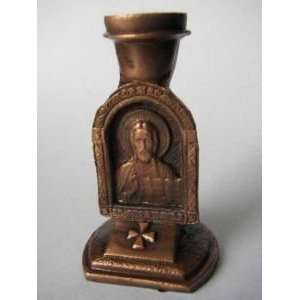 CASTED CANDLESTICK JESUS CHRIST SAVIOR Orthodox Icon (Founding, Height 