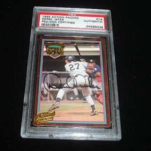  Autographed Derek Jeter Ball   1995 Action Packed Card 