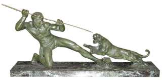 Salvatore Melani Lion Hunter Art Deco Bronze Sculpture  