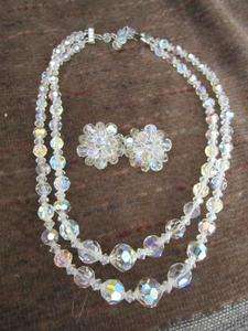 D6 Aurora Borealis Crystal Bead Necklace Earring Set  
