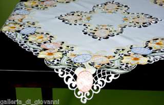DAFFODIL & EASTER EGGS Lace Doily 36 Table Topper Spring Flowers 