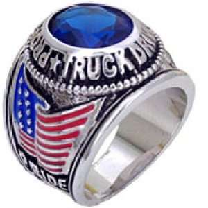 TR 9 Professional Truck Driver Ring lab created Sapphire Blue 5 Carat 