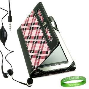  Checker Plaid Melrose Leather Case and Accessory Earphones with Mic 