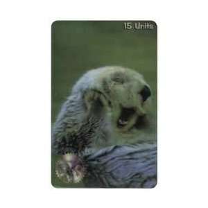   Phone Card 15u Sea Otter Yawning (Photo) SPECIMEN 