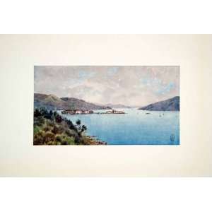  1906 Color Print Vigo Bay Galicia Spain Harbor Island 
