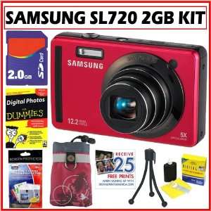  Samsung SL720 12MP Digital Camera in Red + 2GB Accessory 