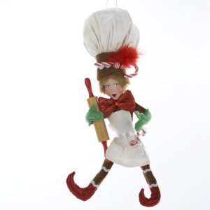 Pack of 3 Gingerbread and Candy Cane Pixie Chef Christmas Ornaments 