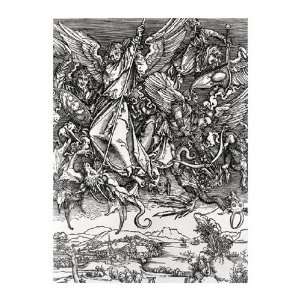 St. Michael Fighting the Dragon by Albrecht Durer . Art 