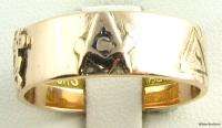 Scottish Rite Masonic Symbol BAND   14k Solid Gold Masons Ring Vintage 