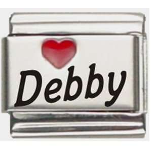  Debby Red Heart Laser Name Italian Charm Link Jewelry
