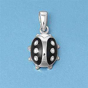  Sterling Silver Black Lady Bug Pendant Jewelry