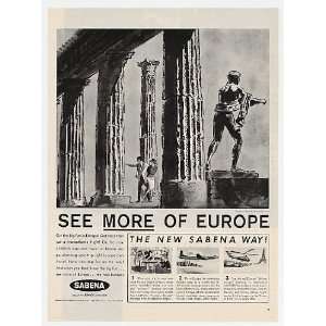  1959 Statue of Apollo Sabena Airlines Print Ad (7048 