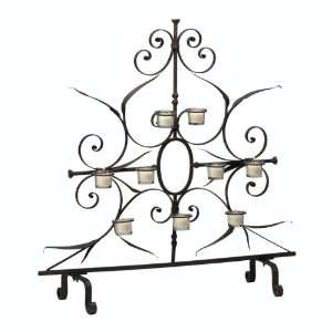 Scroll Candle Holder Fireplace Cover in Rustic Iron 