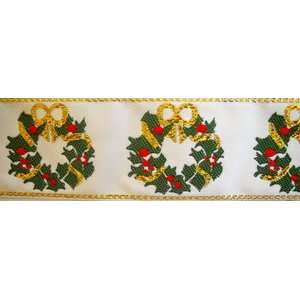   Jacquard Christmas Wreath Ribbon Trim 1.25 Inch Arts, Crafts & Sewing