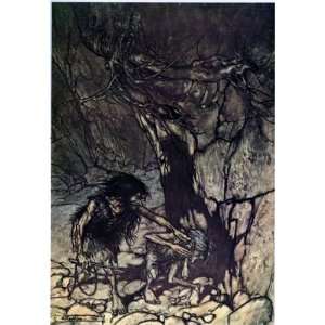  Window Cling Arthur Rackham Alberich pushes his brother 