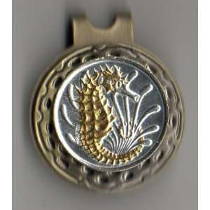 Gorgeous 2 Toned Gold & Silver Singapore Seahorse Coin   Golf Ball 
