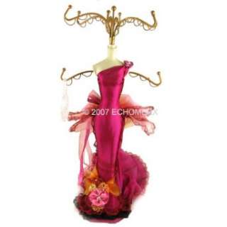  Elegant Jewelry Stand Lace Raspberry 15 Inches Clothing