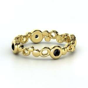    Bubble Stack Ring, 14K Yellow Gold Ring with Black Diamond Jewelry