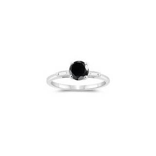 36 1.75 Cts Black & White Diamond Three Stone Engagement Ring in 14K 