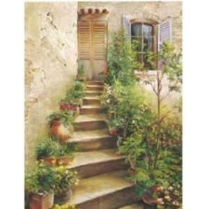  Roger Duvall: 24W by 32H : Stairway in Provence CANVAS 