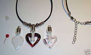 Leather Necklace Kit + HEART vial +Rose (name on rice)  