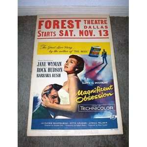  MAGNIFICENT OBSESSION original 1954 movie poster ROCK 