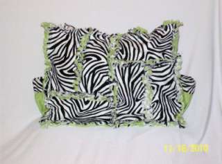 Lime Green Black Zebra Rag Quilt Diaper Bag Tote  